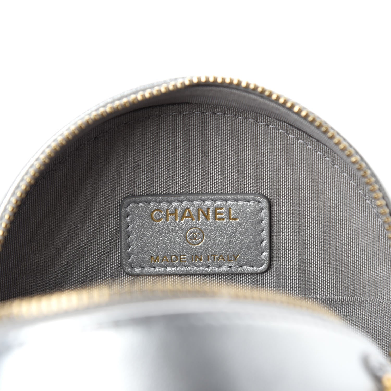 Chanel Metallic Lambskin Quilted Chanel 19 Round Clutch With Chain Silver 8 of 11