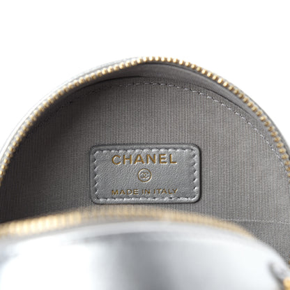 Chanel Metallic Lambskin Quilted Chanel 19 Round Clutch With Chain Silver 8 of 11