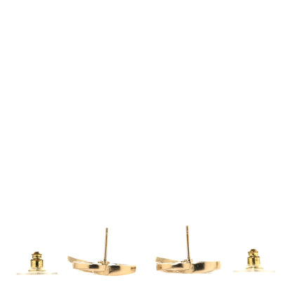 Chanel Crystal CC Medallion Drop Earrings Gold 3 of 4
