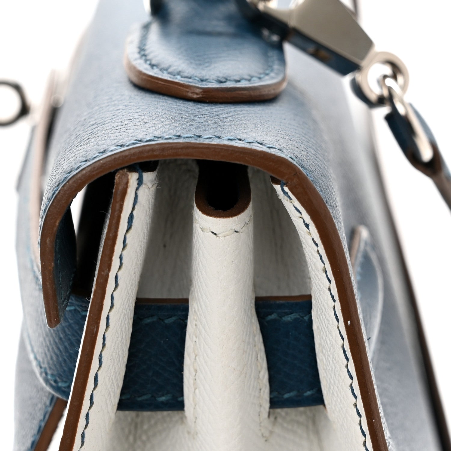 Hermes Epsom Kelly Flag Sellier 32 Bleu Thalassa White 13 of 18