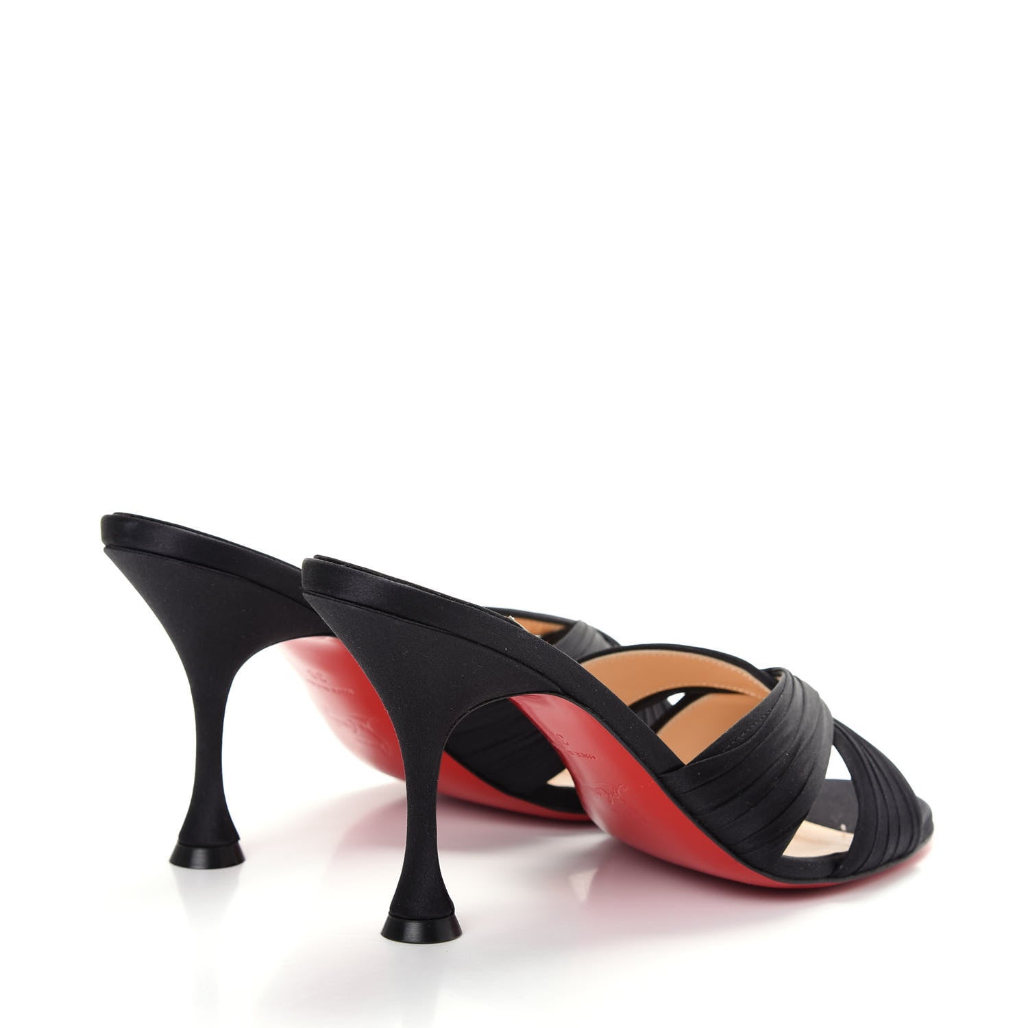 Christian Louboutin Crepe Satin Nicol Is Back 85 Slide Sandals 38 Black 4 of 10