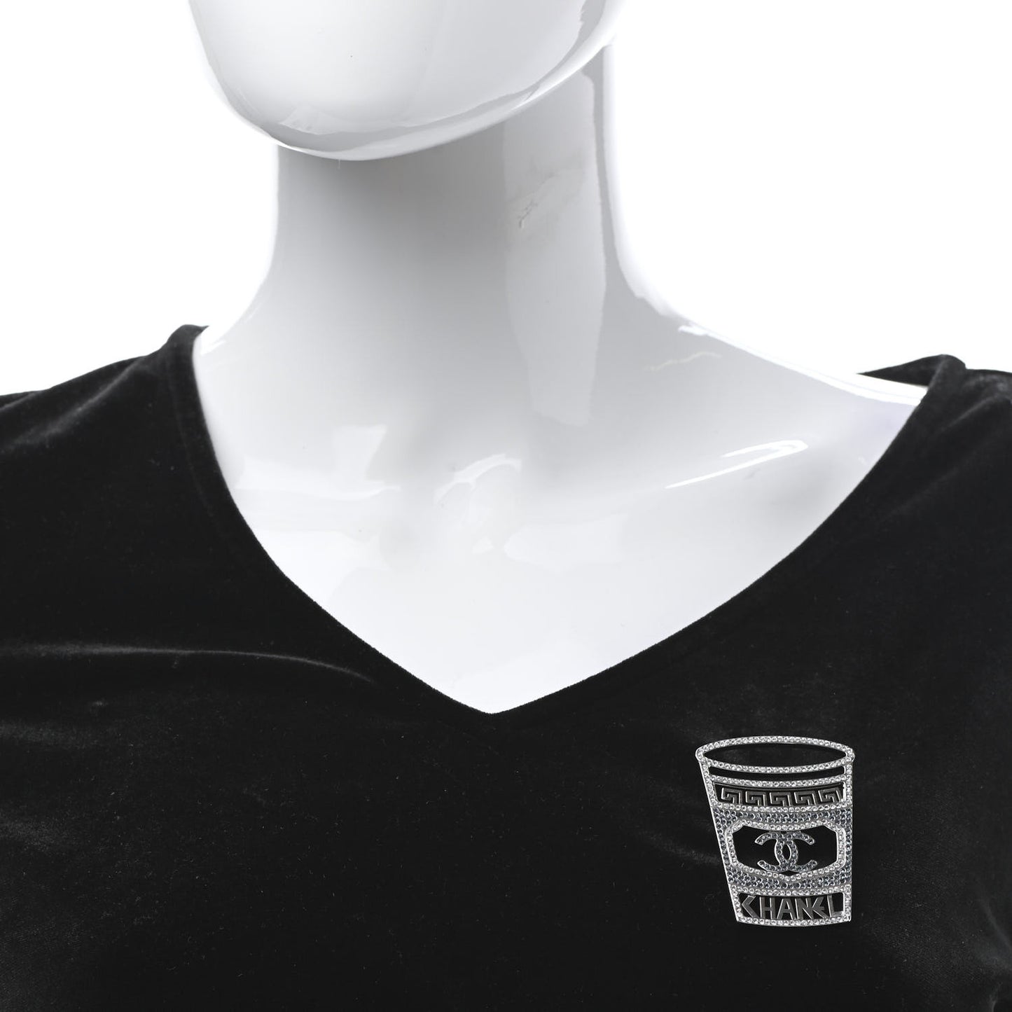 Crystal CC Greek Cup Brooch Silver Blue