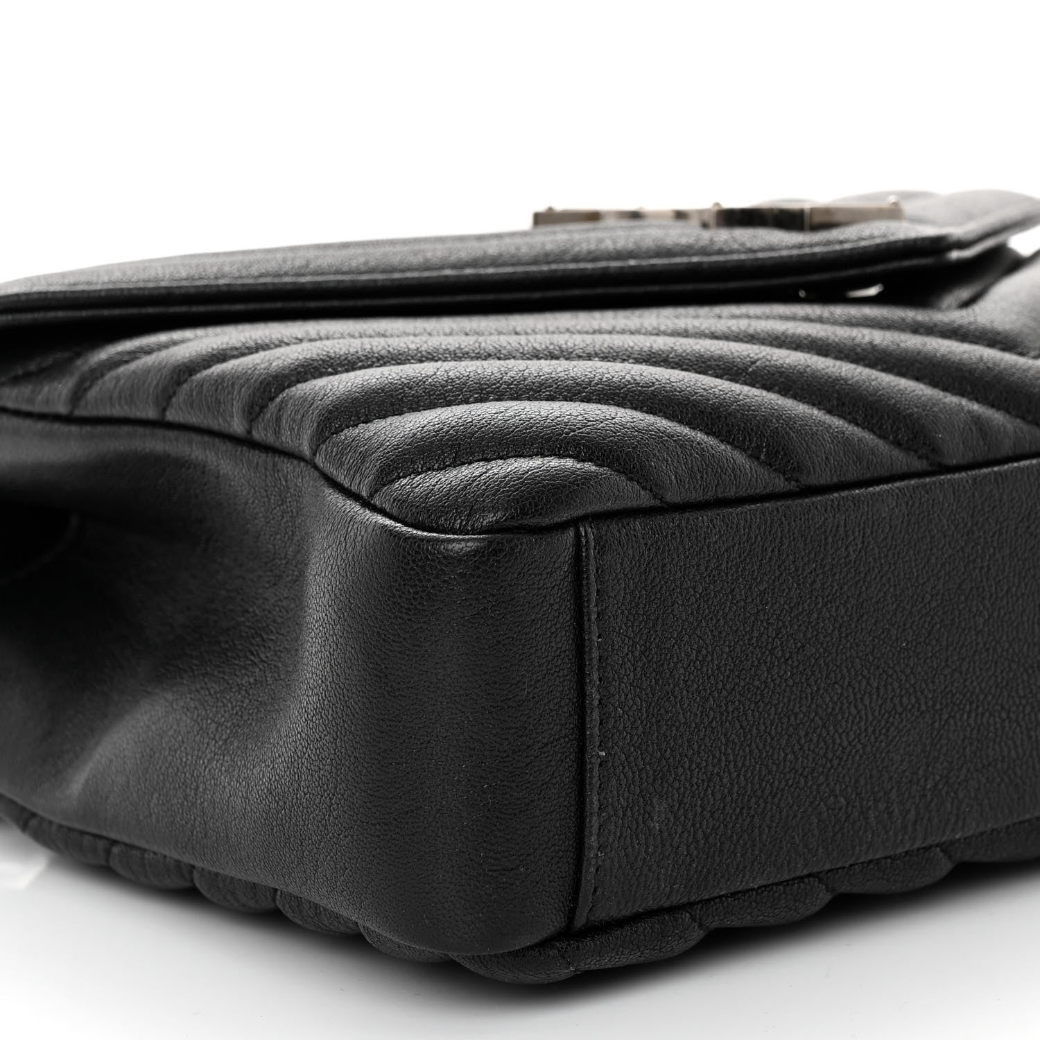 Saint Laurent Sheepskin Matelasse Chevron Monogram Medium College Bag Black 8 of 9