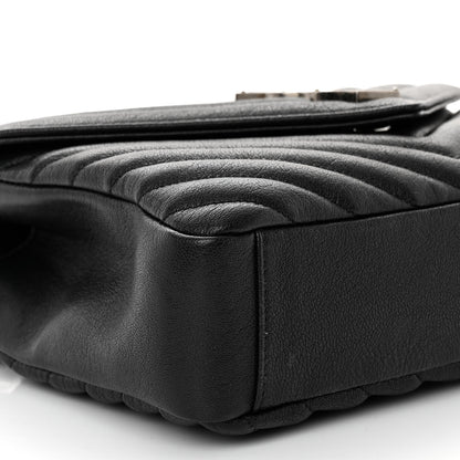 Saint Laurent Sheepskin Matelasse Chevron Monogram Medium College Bag Black 8 of 9