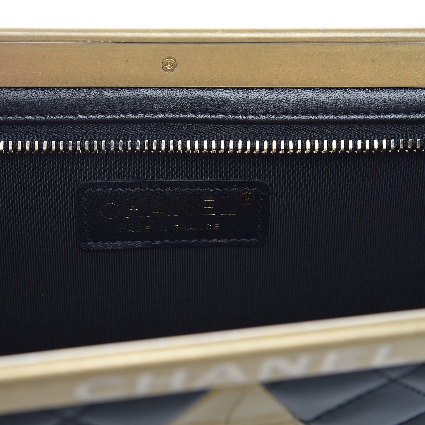 Lambskin Metallic Calfskin Crocodile Embossed Clutch Black Gold