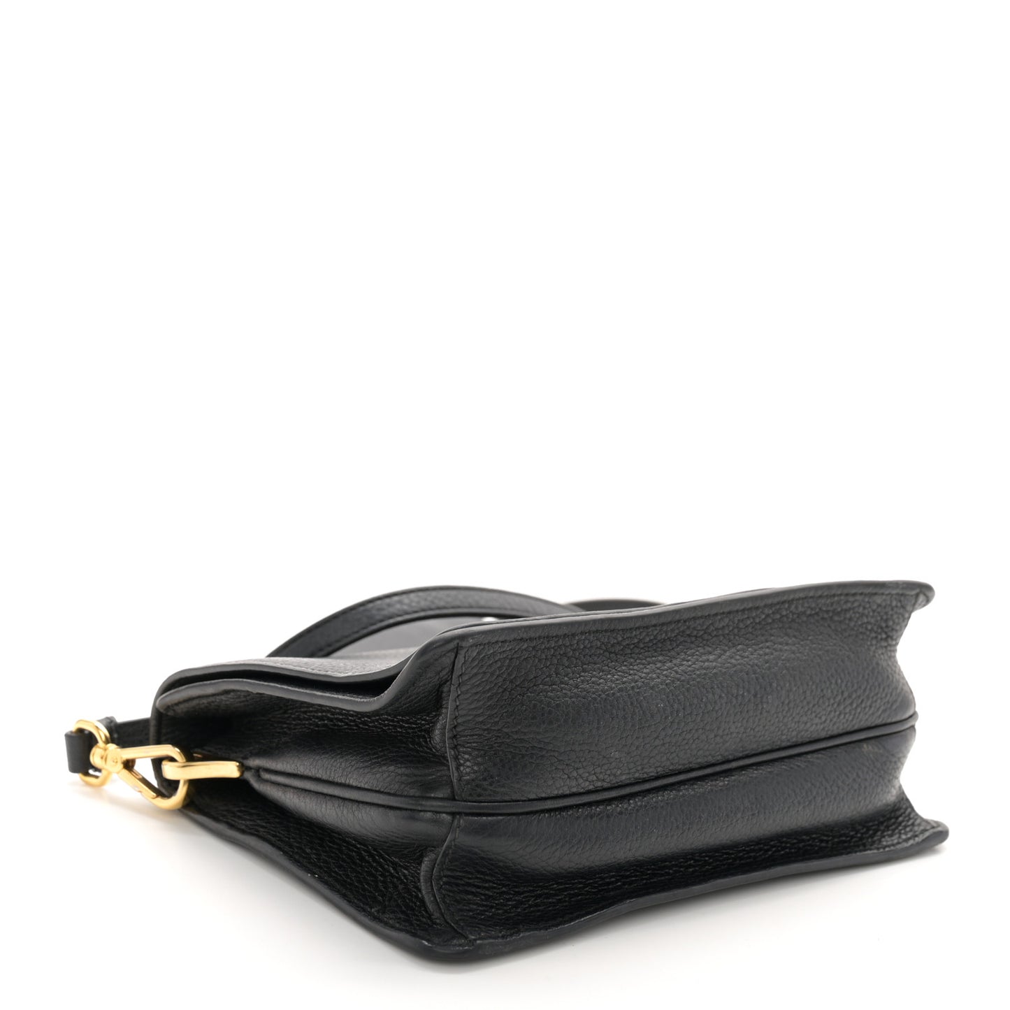 Vitello Daino Double Strap Flap Crossbody Black