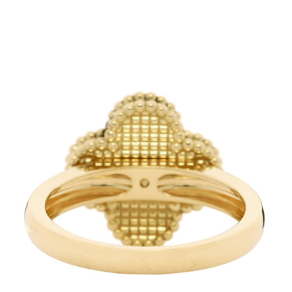 Van Cleef & Arpels 18K Yellow Gold Diamond Malachite Vintage Alhambra Ring 57 8 3 of 5