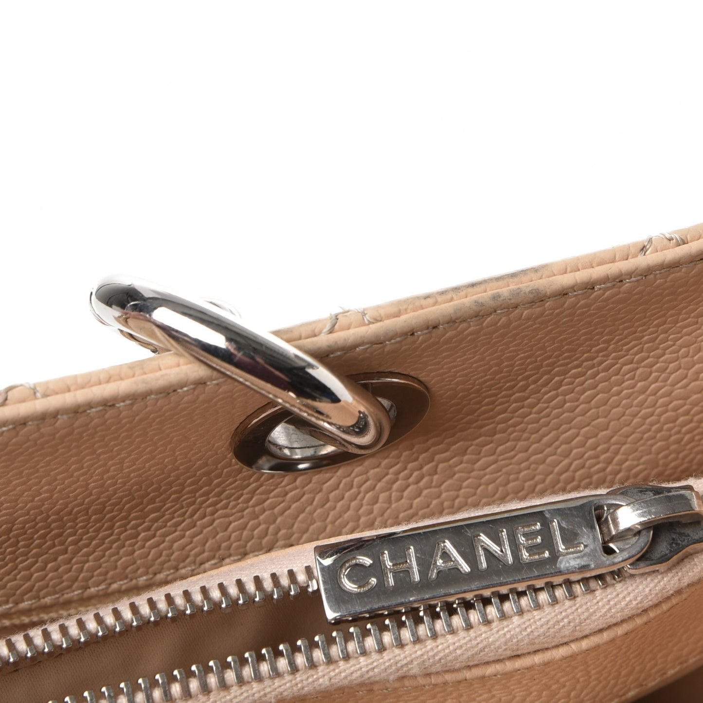 Caviar Quilted Grand Shopping Tote GST Beige Clair