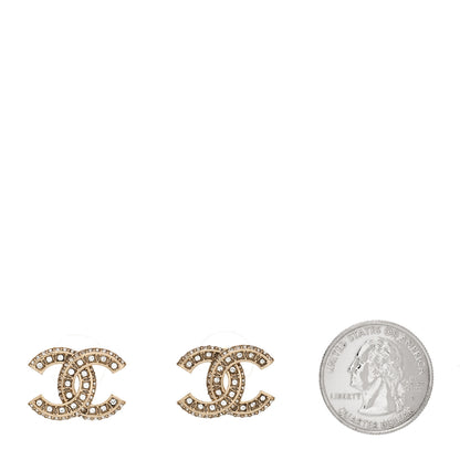 Chanel Crystal Timeless CC Earrings Light Gold 2 of 5
