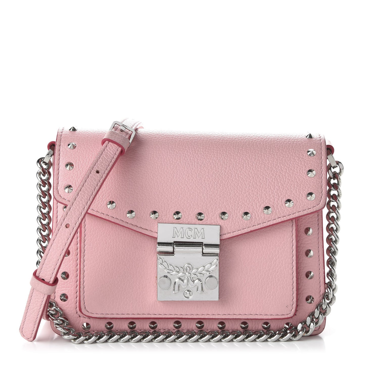 Calfskin Studded Mini Patricia Crossbody Bag Pink Blush