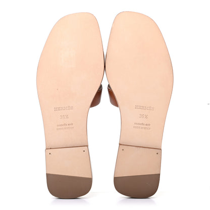 Hermes Box Calfskin Oran Sandals 36.5 Gold 5 of 7