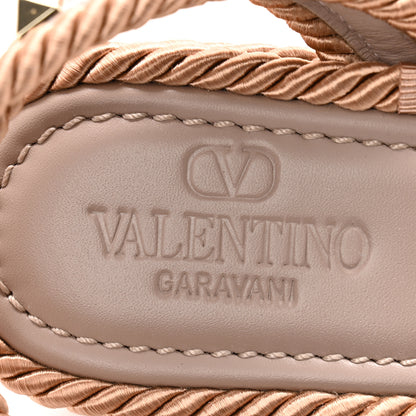 Valentino Garavani Calfskin Rockstud Ankle Wrap Espadrille Flatform Sandals 38 Poudre 6 of 8