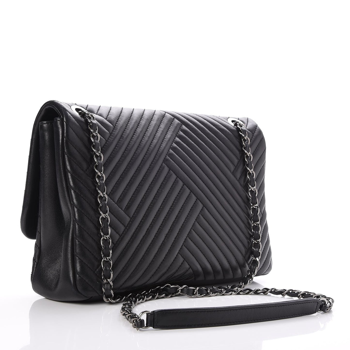 Lambskin Large CC Crossing Flap Black