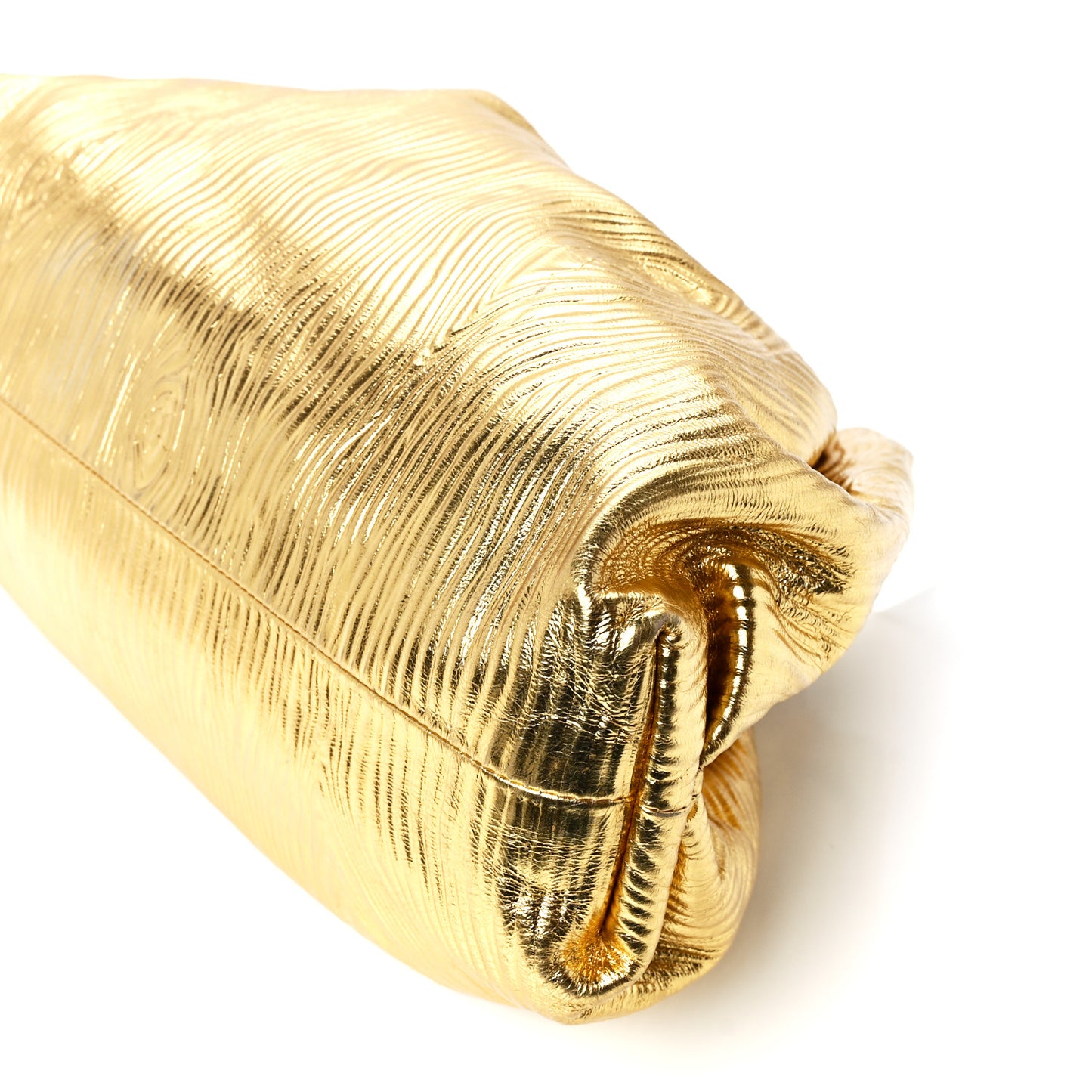 Metallic Bark Calfskin Embossed The Pouch Oversized Clutch Oro