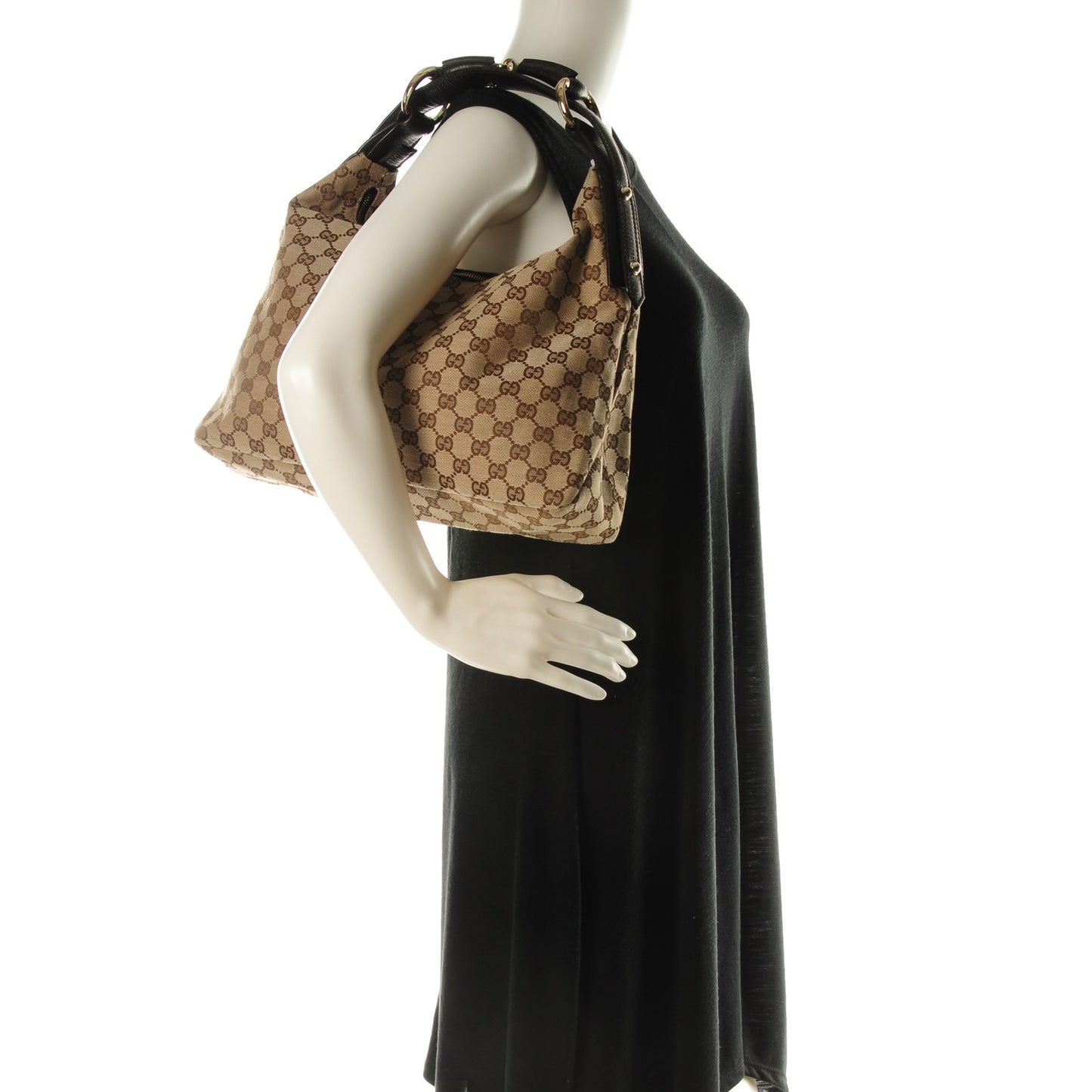 Monogram Medium Horsebit Chain Hobo Dark Brown