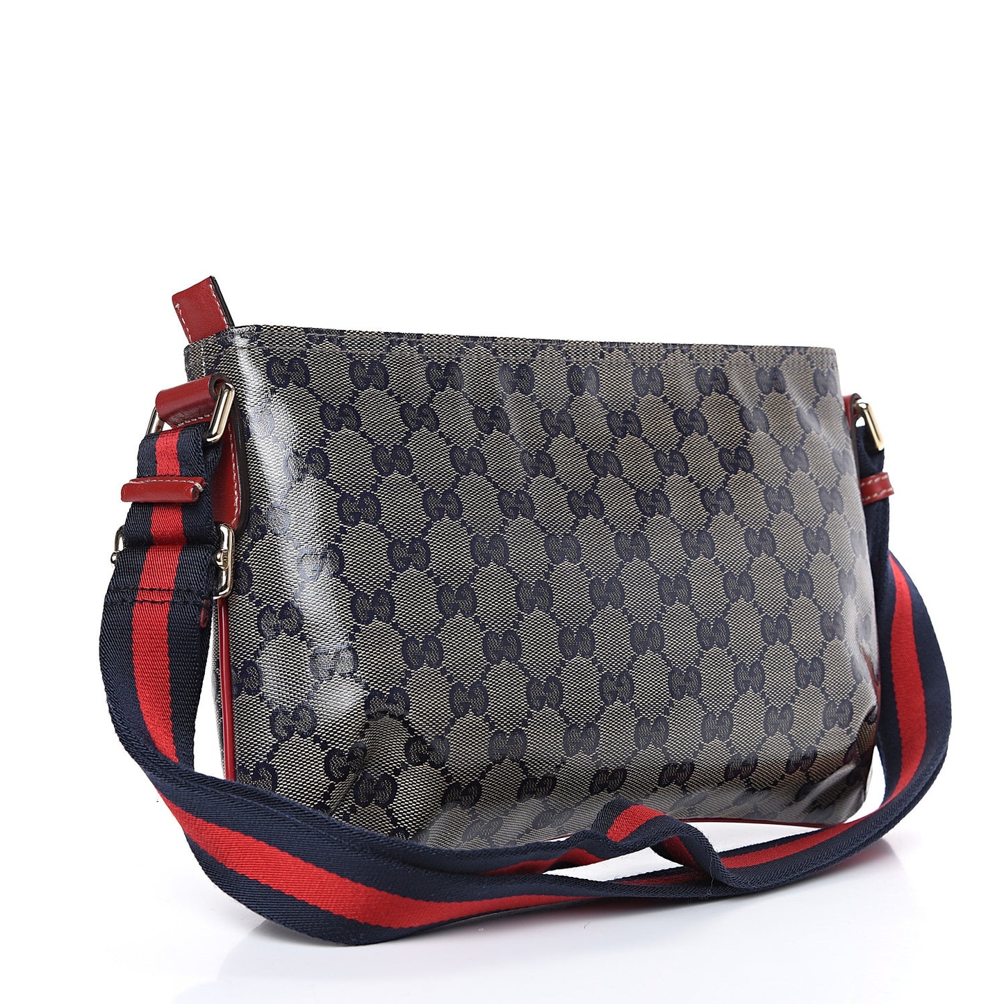 Crystal Monogram Small Flat Messenger Crossbody Navy