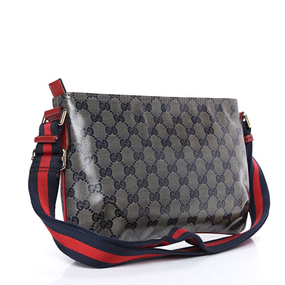 Gucci Crystal Monogram Small Flat Messenger Crossbody Navy 2 of 8