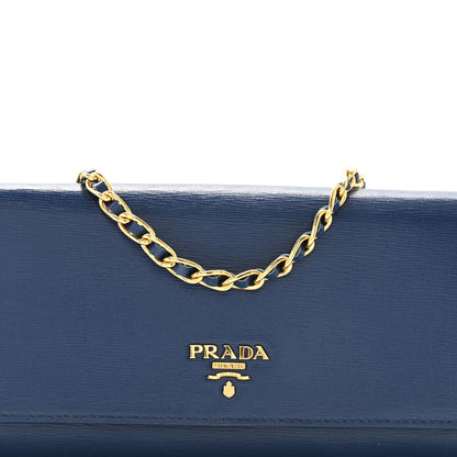 Prada Vitello Move Metal Oro Chain Wallet Bluette 8 of 11