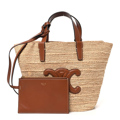 Celine Raffia Calfskin Triomphe Teen Panier Tan 3 of 10