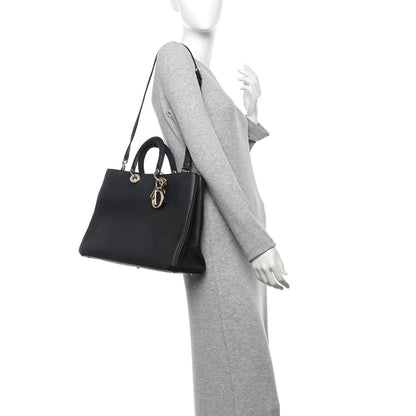 Christian Dior Bullcalf Large Diorissimo Tote Black Rose Indien 2 of 11