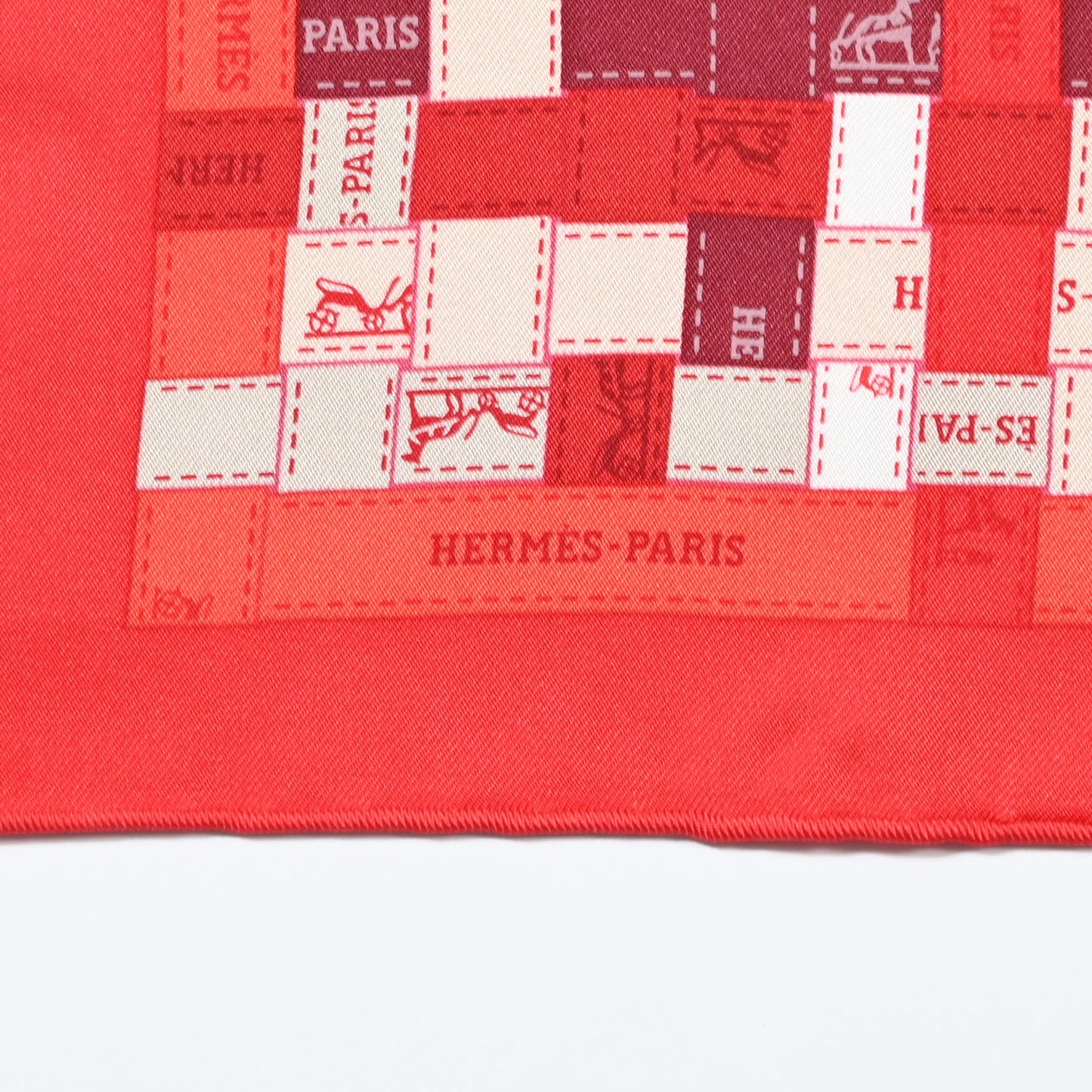 Silk Bolduc Au Carre Scarf 90 Rouge Bordeaux Gris