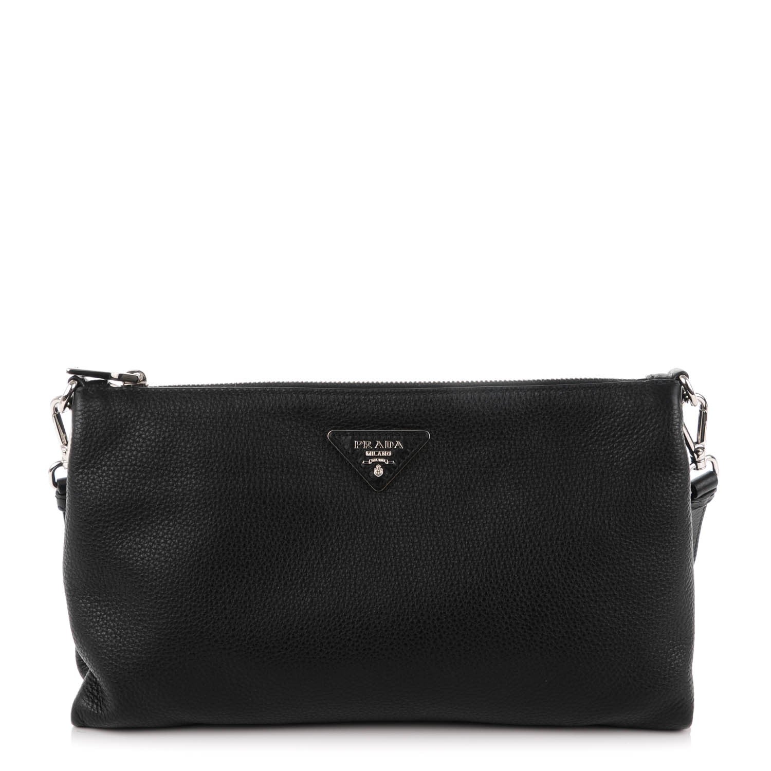 Prada Vitello Daino Zippered Crossbody Bag Black 1 of 8