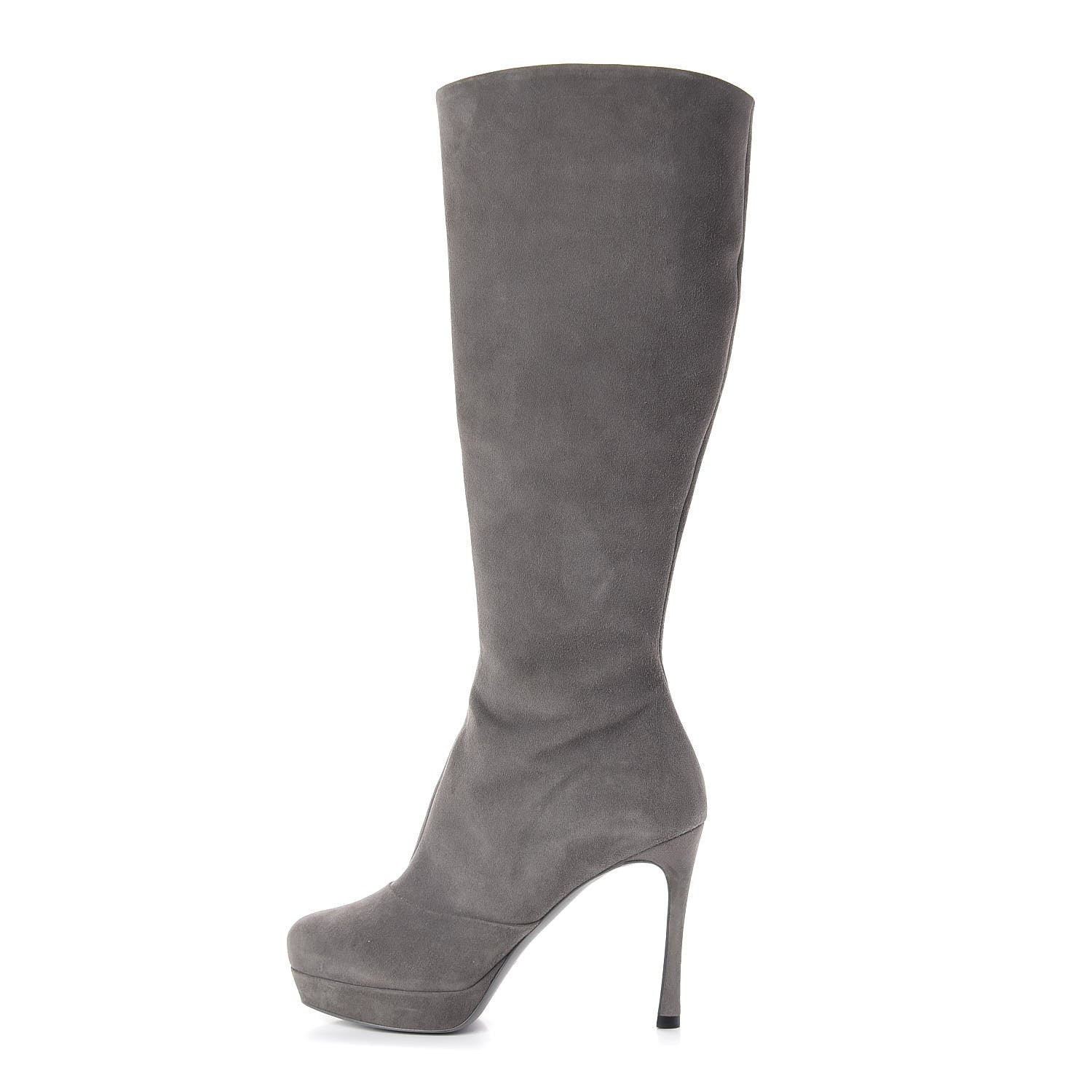 Saint Laurent Suede Knee High Boots 38.5 Grey 1 of 16