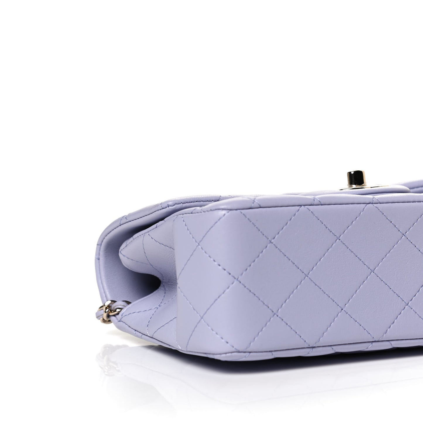 Lambskin Quilted Mini Top Handle Rectangular Flap Light Purple
