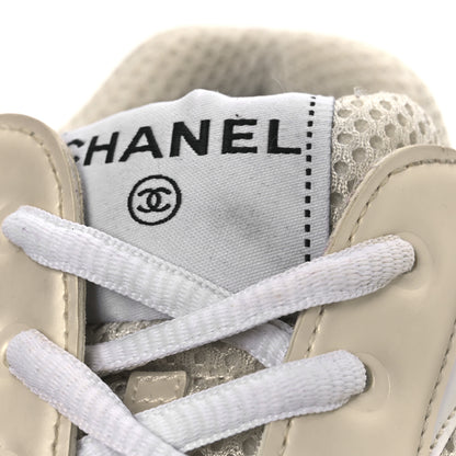 Chanel Fabric Laminated Calfskin Stretch CC Sneakers 39.5 Ivory White Silver 14 of 15