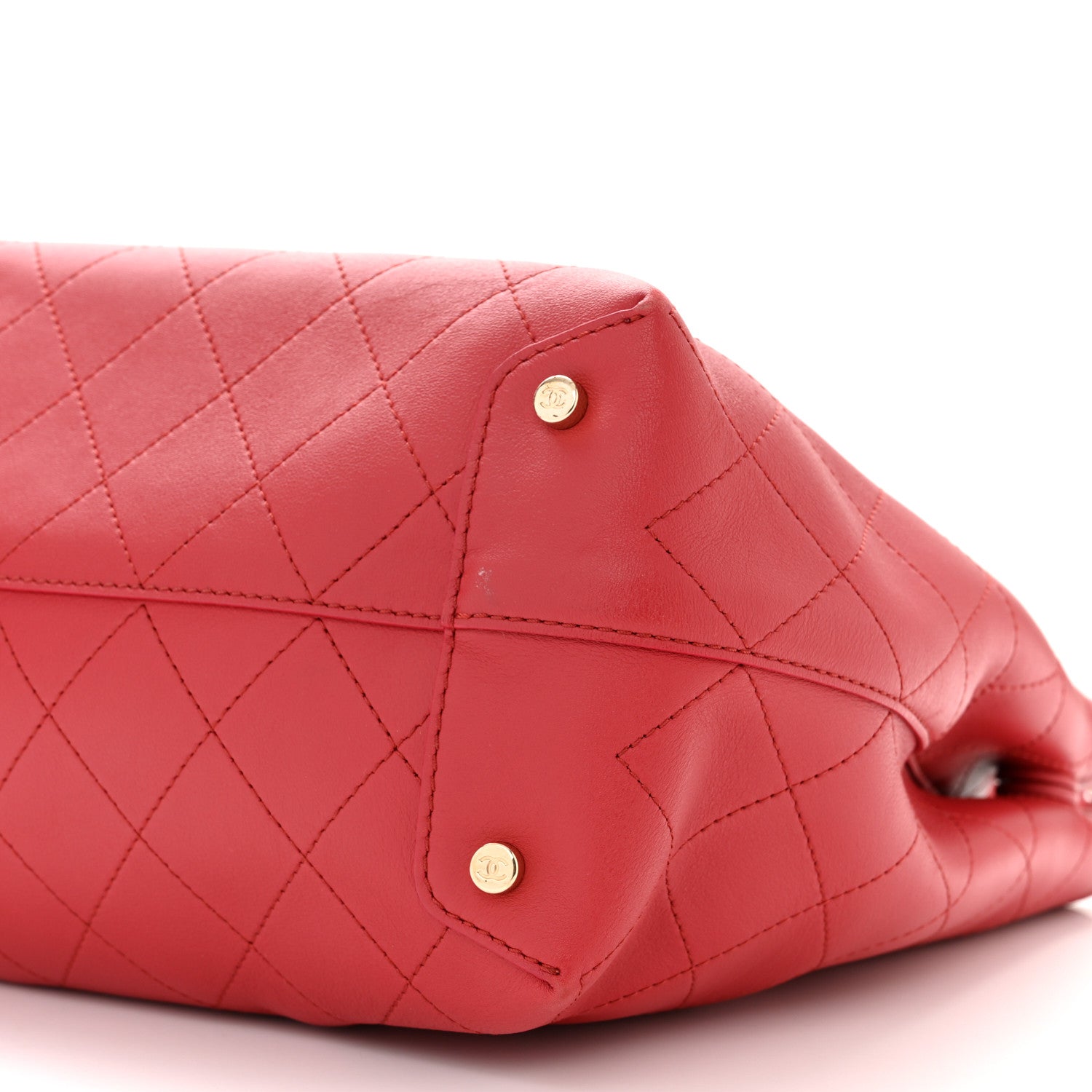 Chanel Calfskin Stitch Medium Ring My Bag Shopping Tote Red 10 of 13
