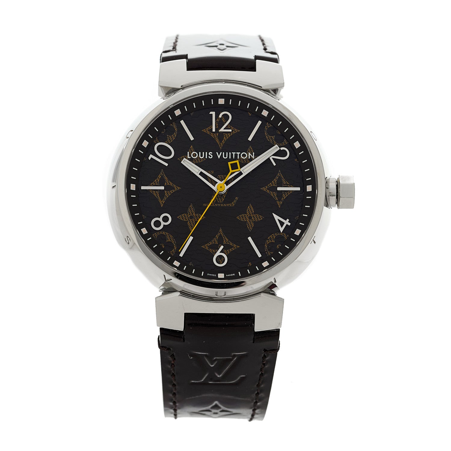 Louis Vuitton Stainless Steel Monogram 39mm Tambour Vernis Quartz Watch Amarante 1 of 5