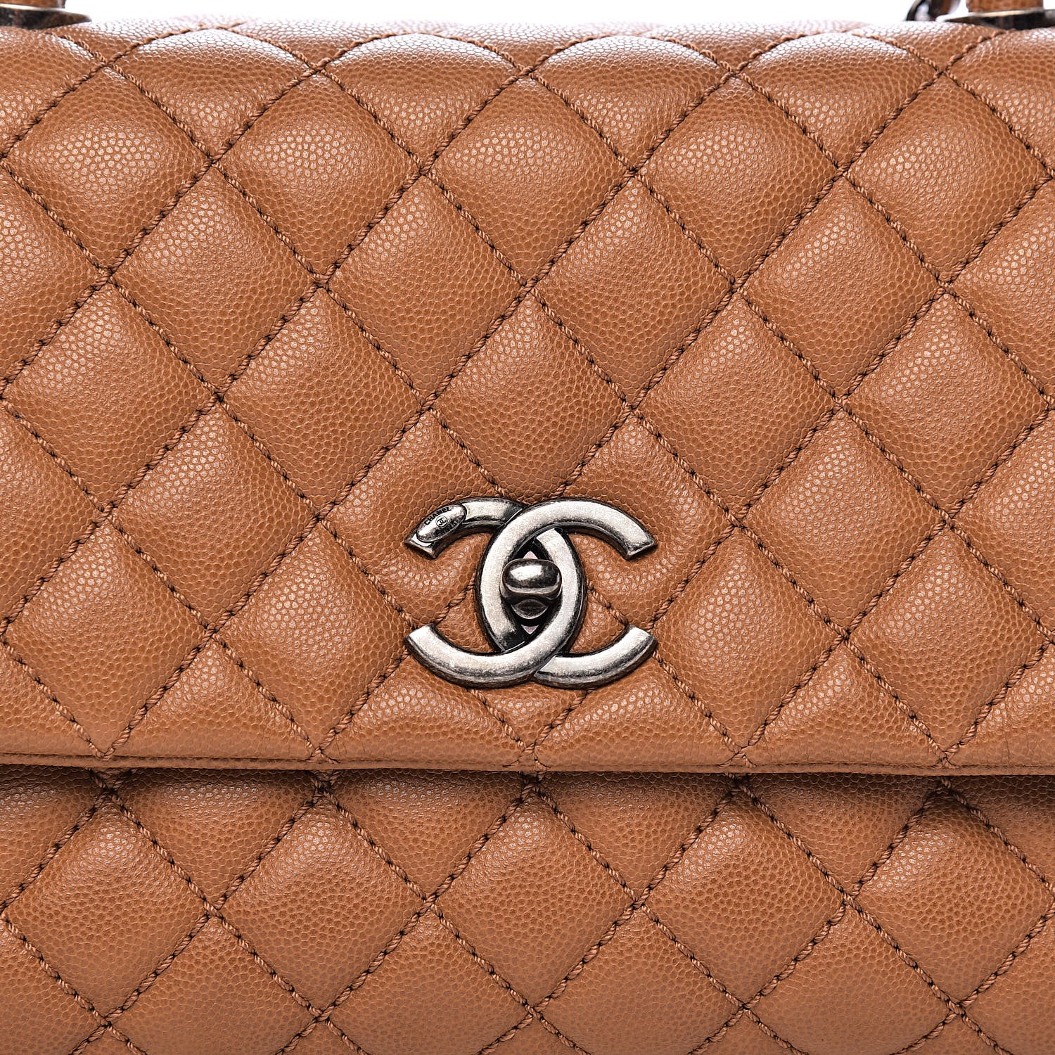 Chanel Caviar Quilted Small Coco Handle Flap Camel 13 of 13
