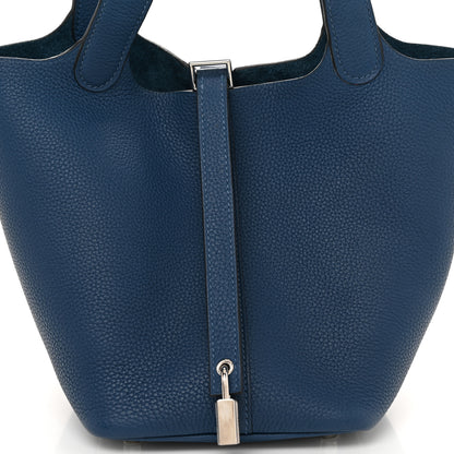 Hermes Taurillon Clemence Picotin Lock 18 PM Deep Bleu 8 of 11