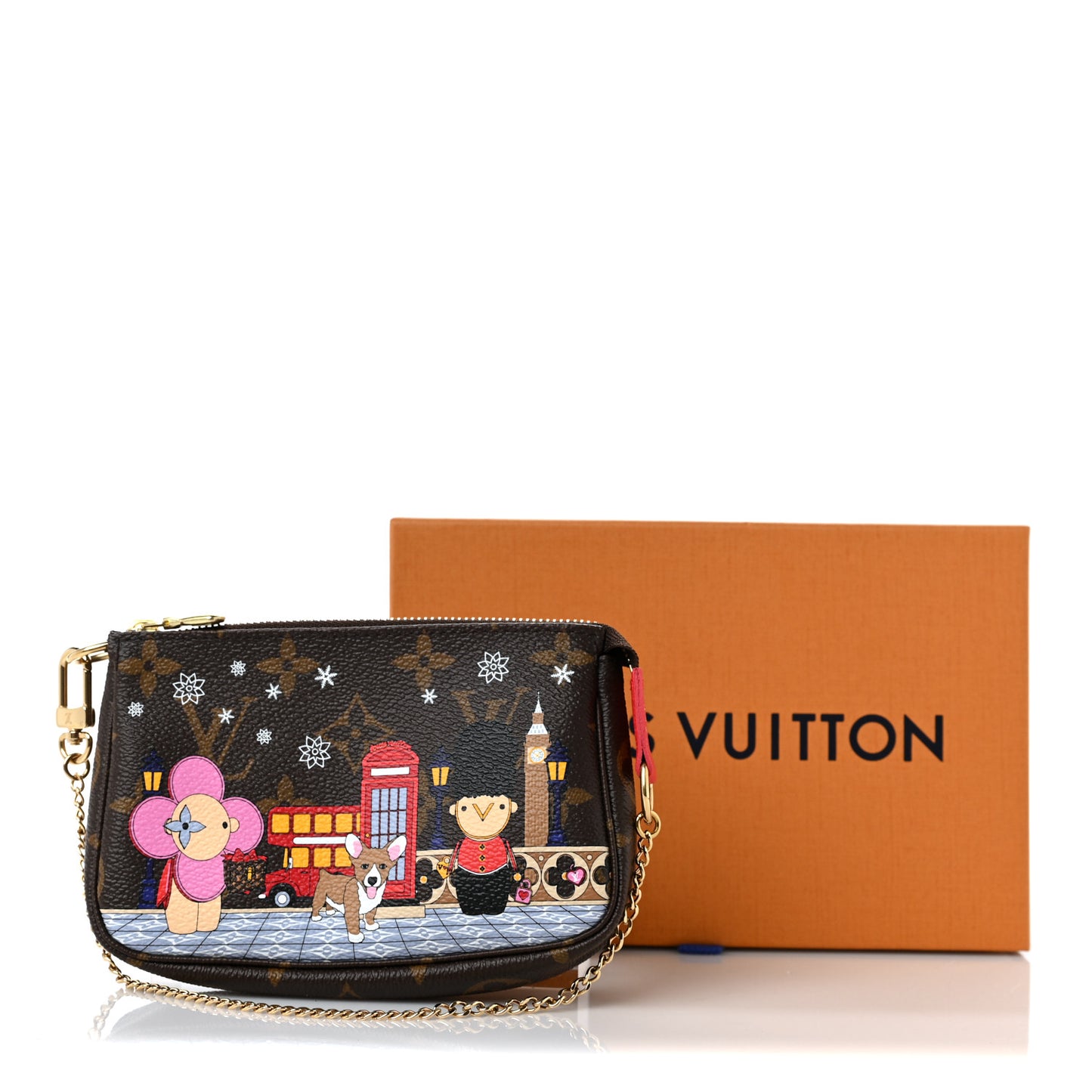 Monogram 2021 Christmas Animation London Mini Pochette Accessories Red