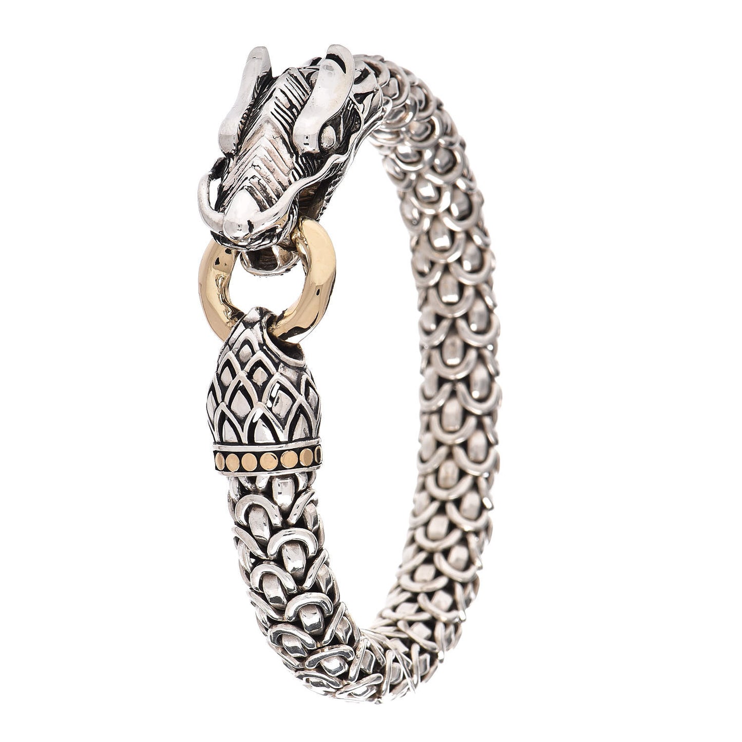 Sterling Silver 18K Yellow Gold 10mm Naga Station Bracelet