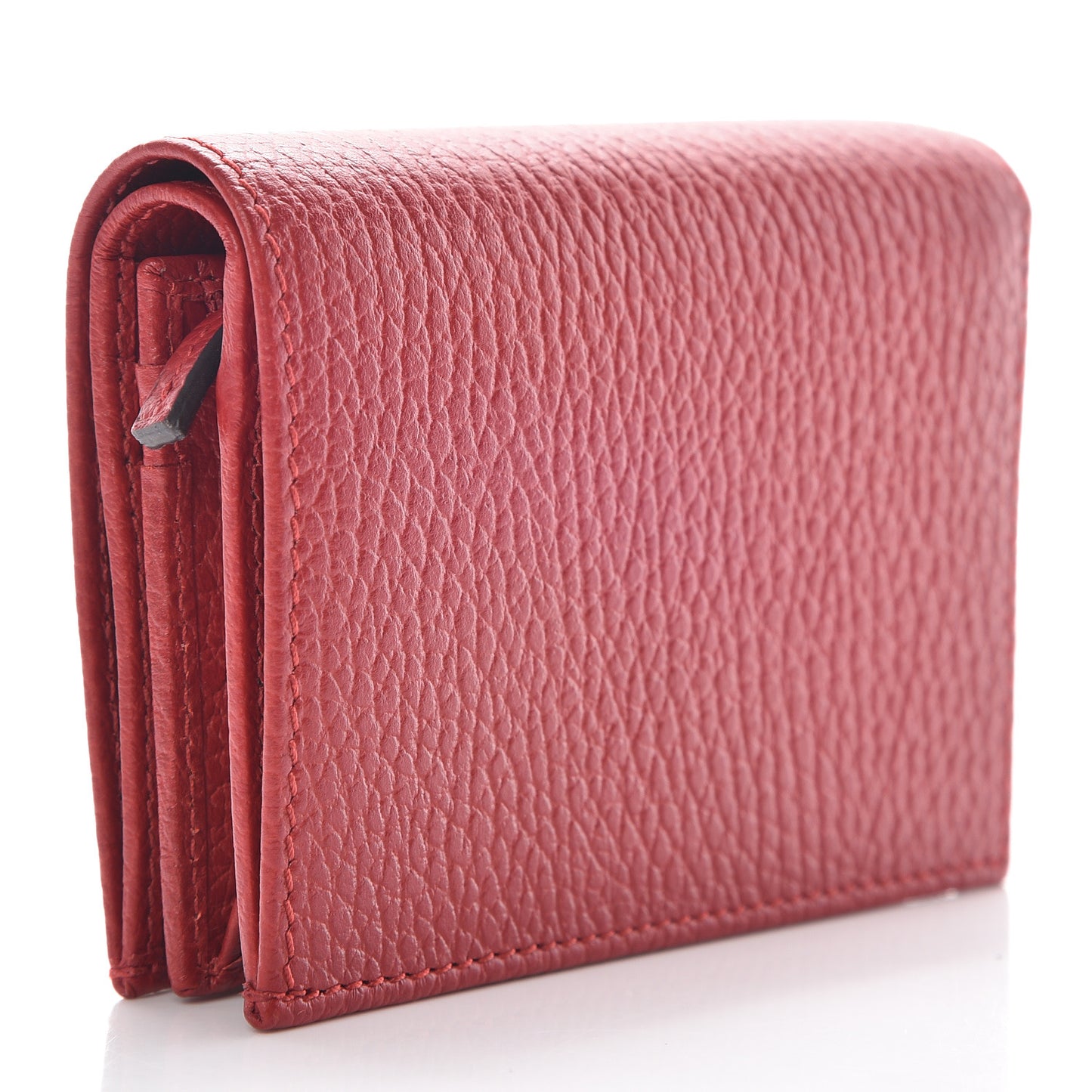 Pebbled Calfskin GG Marmont Card Case Hibiscus Red