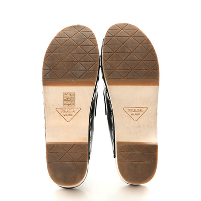Prada Natural Calfskin Metal Triangle Logo 45mm Clogs 40 Black Sabbia 6 of 15
