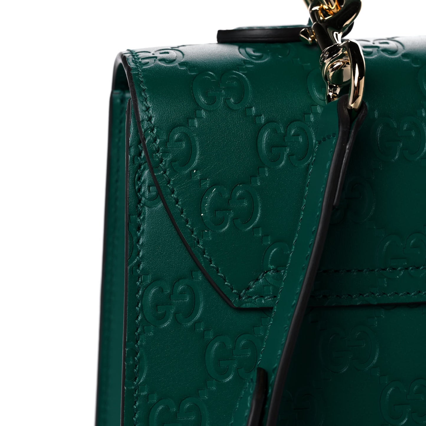 Guccissima Signature Medium Padlock Top Handle Bag Emerald