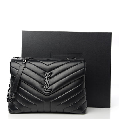 Saint Laurent Calfskin Y Quilted Monogram Medium Loulou Chain Satchel Black 10 of 10