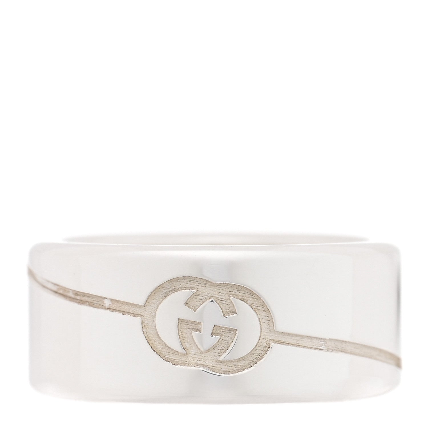 Gucci Sterling Silver Diagonal Interlocking G Ring 54 6.75 1 of 4