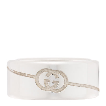 Gucci Sterling Silver Diagonal Interlocking G Ring 54 6.75 1 of 4
