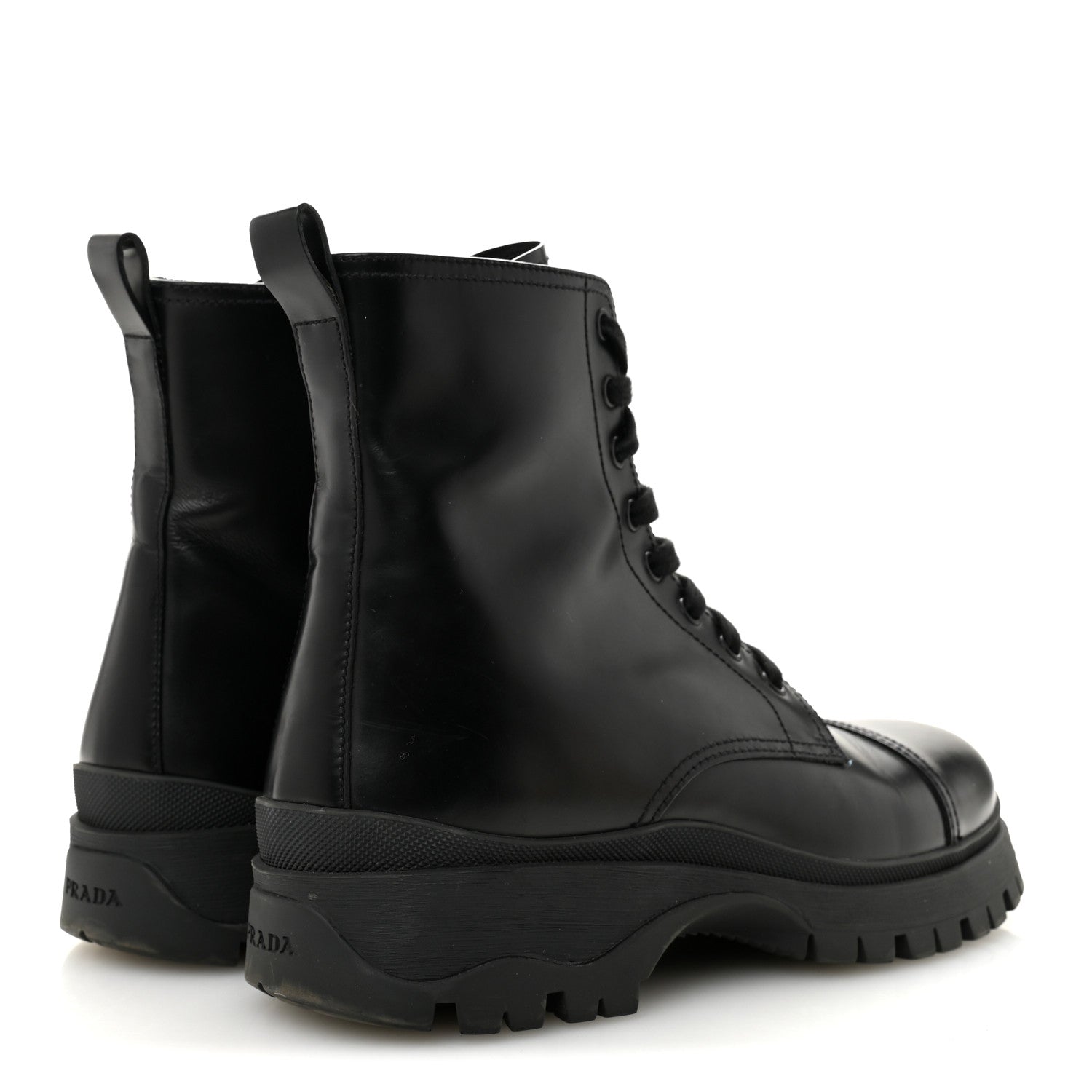 Prada Spazzolato Chocolate 50mm Combat Boots 36.5 Black 5 of 12