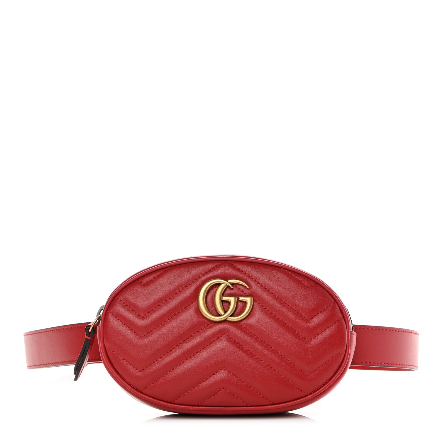 Gucci Calfskin Matelasse GG Marmont Belt Bag 85 34 Hibiscus Red 1 of 12