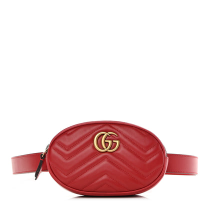 Gucci Calfskin Matelasse GG Marmont Belt Bag 85 34 Hibiscus Red 1 of 12