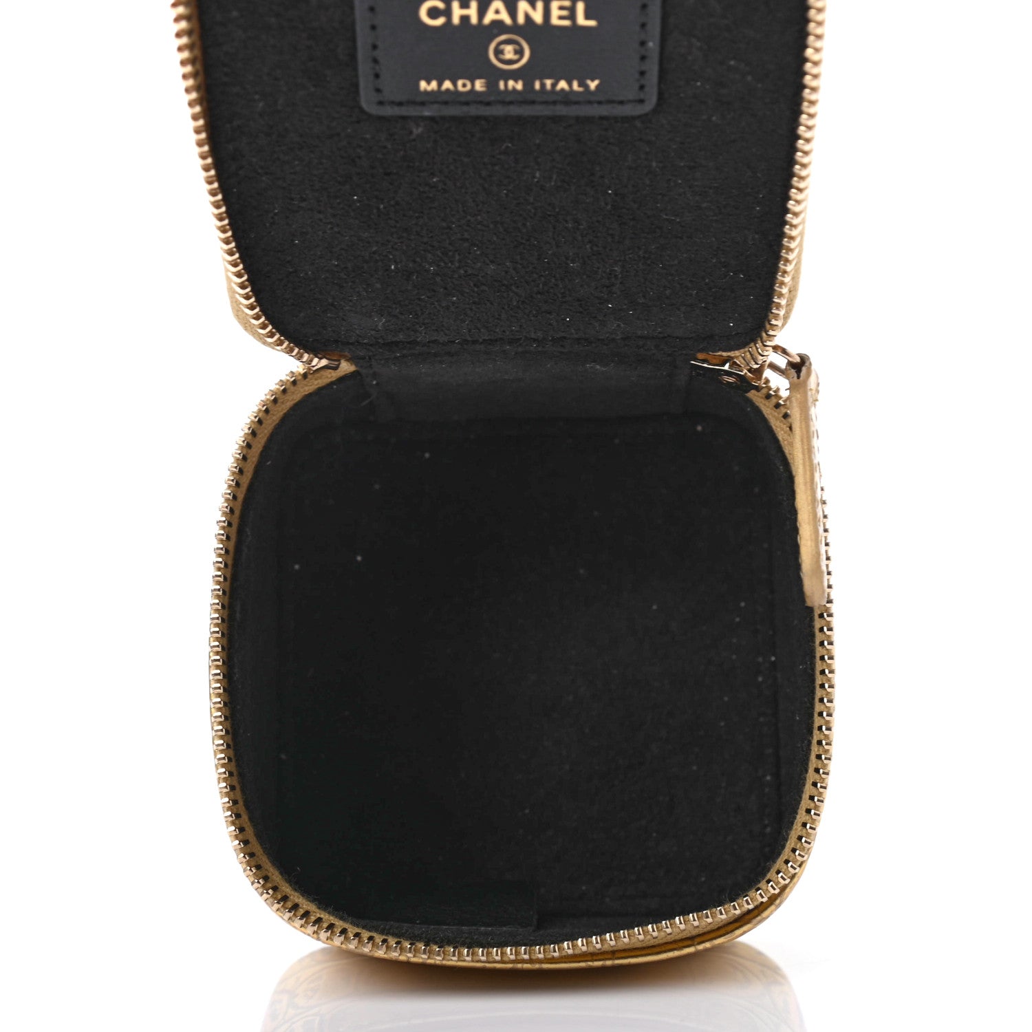 Chanel Metallic Calfskin Crocodile Embossed Cocodile Jewelry Travel Case Gold 4 of 4