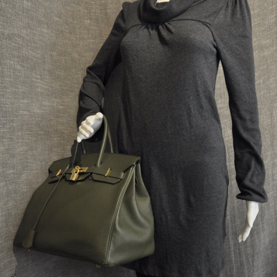 Taurillon Clemence Birkin 35 Vert Veronese