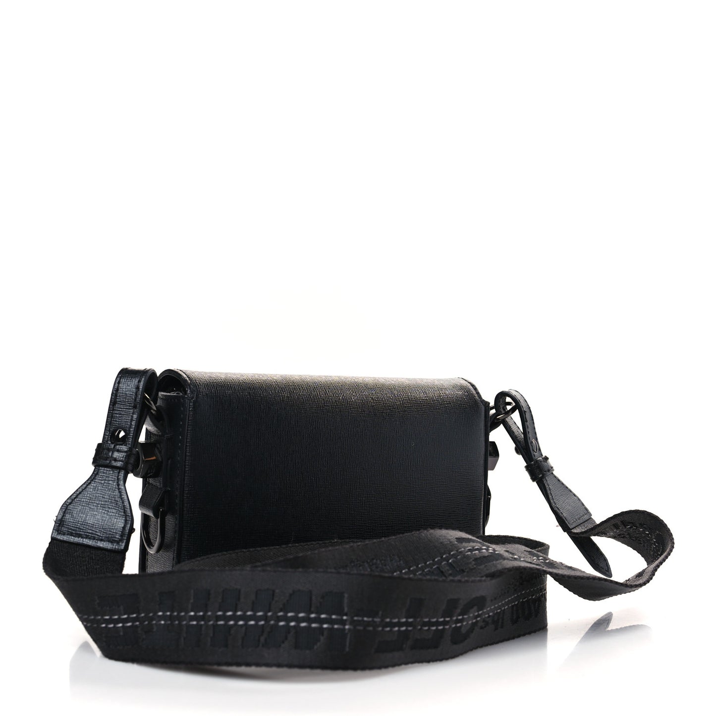 Saffiano Striped Mini Diag Binder Clip Bag Black White
