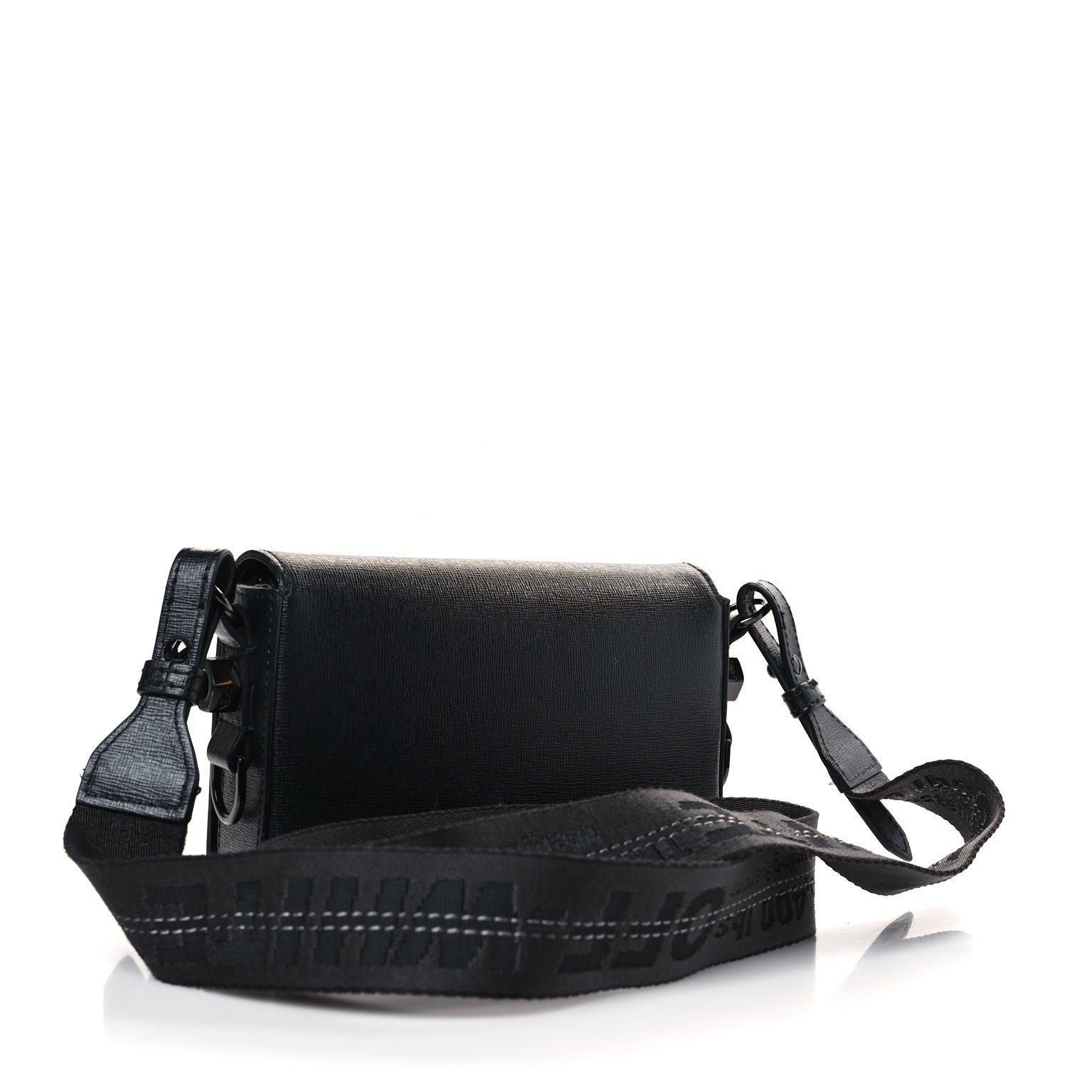 Off-White Saffiano Striped Mini Diag Binder Clip Bag Black White 3 of 8