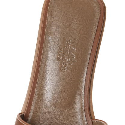 Hermes Box Calfskin Oran Sandals 37 Gold 7 of 9