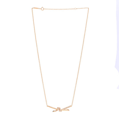 Tiffany 18K Rose Gold Diamond Knot Necklace 3 of 5